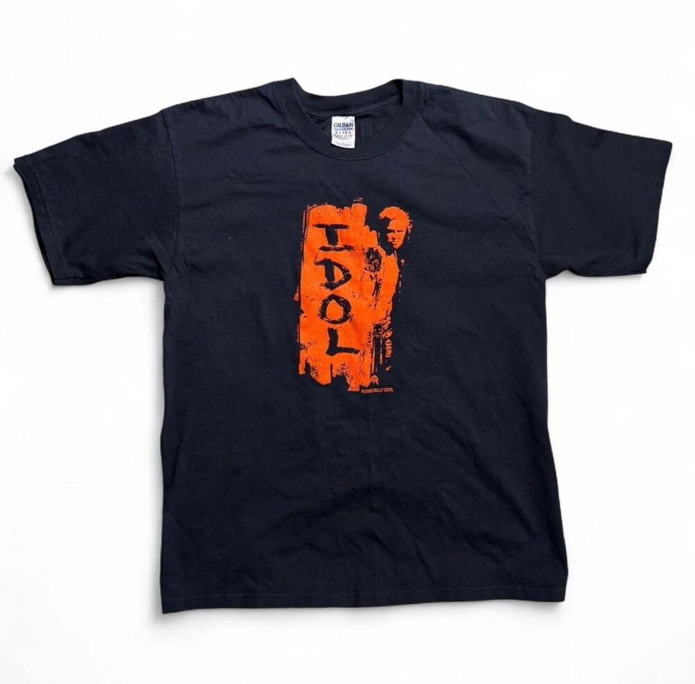 Vintage Billy Idol 2005 Black & Orange Graphic Band T-Shirt - Men's L
